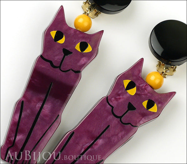 Marie-Christine Pavone Earrings Cat Egyptian Purple Galalith Gallery