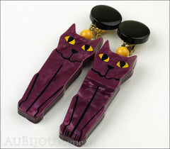 Marie-Christine Pavone Earrings Cat Egyptian Purple Galalith Side