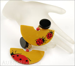 Marie-Christine Pavone Earrings Ladybug Yellow Red Galalith Mannequin
