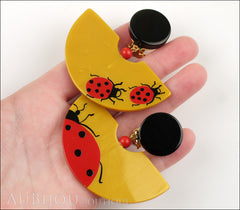 Marie-Christine Pavone Earrings Ladybug Yellow Red Galalith Model
