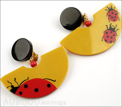 Marie-Christine Pavone Earrings Ladybug Yellow Red Galalith Side