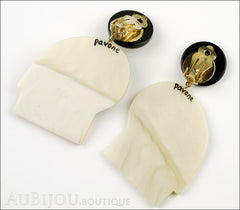 Marie-Christine Pavone Earrings Tribal Cream Black Galalith Back