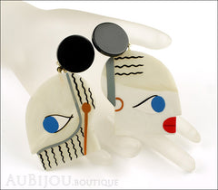 Marie-Christine Pavone Earrings Tribal Cream Black Galalith Mannequin