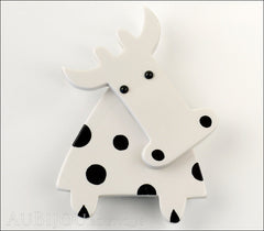 Marie-Christine Pavone Pin Brooch Cow Marguerite White Black Galalith Paris France Front