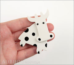 Marie-Christine Pavone Pin Brooch Cow Marguerite White Black Galalith Paris France Model