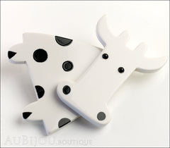 Marie-Christine Pavone Pin Brooch Cow Marguerite White Black Galalith Paris France Side