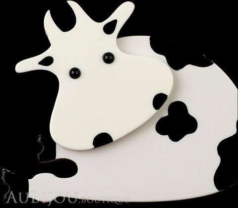 Marie-Christine Pavone Pin Brooch Cow Sitting White Black Galalith Gallery