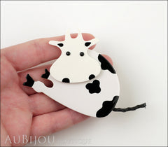 Marie-Christine Pavone Pin Brooch Cow Sitting White Black Galalith Model