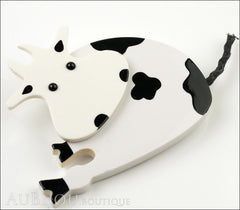 Marie-Christine Pavone Pin Brooch Cow Sitting White Black Galalith Side
