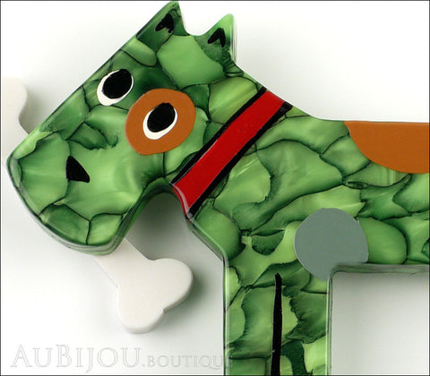 Marie-Christine Pavone Pin Brooch Dog Milou Green Galalith Gallery