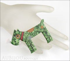 Marie-Christine Pavone Pin Brooch Dog Milou Green Galalith Mannequin