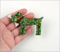 Marie-Christine Pavone Pin Brooch Dog Milou Green Galalith Model