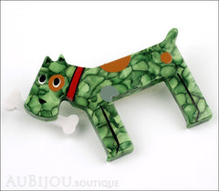 Marie-Christine Pavone Pin Brooch Dog Milou Green Galalith Side