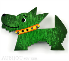 Marie-Christine Pavone Pin Brooch Dog Muso Green Galalith Front