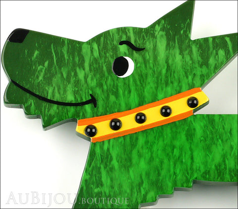 Marie-Christine Pavone Pin Brooch Dog Muso Green Galalith Gallery
