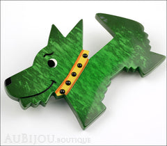 Marie-Christine Pavone Pin Brooch Dog Muso Green Galalith Side
