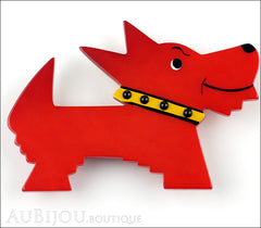 Marie-Christine Pavone Pin Brooch Dog Muso Red Galalith Front