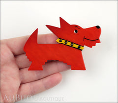 Marie-Christine Pavone Pin Brooch Dog Muso Red Galalith Model