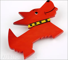 Marie-Christine Pavone Pin Brooch Dog Muso Red Galalith Side