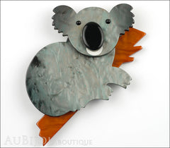 Marie-Christine Pavone Pin Brooch Koala Bear Silver Grey Brown Galalith Front