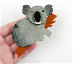 Marie-Christine Pavone Pin Brooch Koala Bear Silver Grey Brown Galalith Model