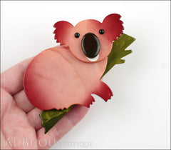 Marie-Christine Pavone Pin Brooch Koala Pearly Pink Green Galalith Model