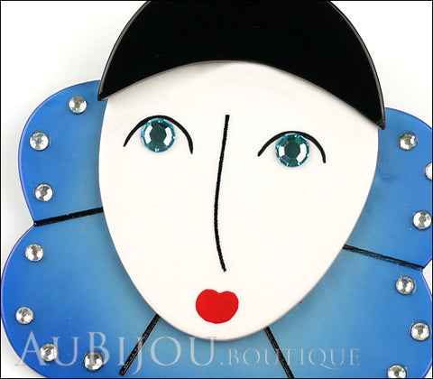 Marie-Christine Pavone Pin Brooch Pierrot Mime Blue Collar Galalith Paris France Gallery