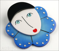 Marie-Christine Pavone Pin Brooch Pierrot Mime Blue Collar Galalith Paris France Side
