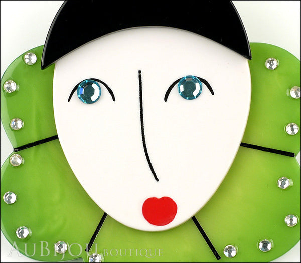 Marie-Christine Pavone Pin Brooch Pierrot Mime Green Collar Galalith Gallery