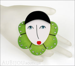 Marie-Christine Pavone Pin Brooch Pierrot Mime Green Collar Galalith Mannequin