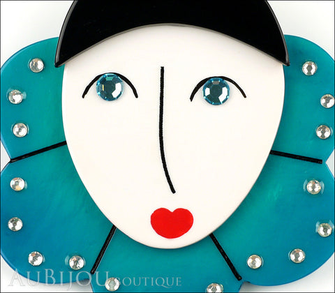 Marie-Christine Pavone Pin Brooch Pierrot Mime Turquoise Collar Galalith Gallery