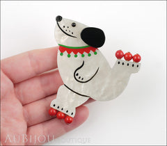 Marie-Christine Pavone Pin Brooch Polar Bear Skating Pearly White Galalith Model
