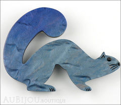 Marie-Christine Pavone Pin Brooch Stoat Ferret Weasel Blue Galalith Front