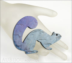 Marie-Christine Pavone Pin Brooch Stoat Ferret Weasel Blue Galalith Mannequin