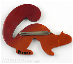 Marie-Christine Pavone Pin Brooch Stoat Ferret Weasel Orange Galalith Back