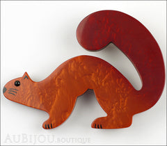 Marie-Christine Pavone Pin Brooch Stoat Ferret Weasel Orange Galalith Front