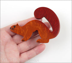 Marie-Christine Pavone Pin Brooch Stoat Ferret Weasel Orange Galalith Model