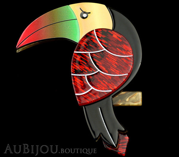Erstwilder Bird Pin Brooch Terrence Toucan Black Red