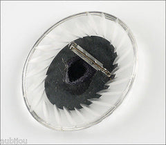 Vintage Large Carved Clear Lucite Black Celluloid Cameo Brooch Pin 1950's Plastic