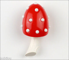 Vintage Crown Trifari Figural Enamel Red Lucite Mushroom Brooch Pin Toadstool