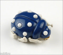 Vintage Trifari Figural Enamel Blue Lucite Lady Bug Insect Beetle Brooch Pin