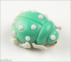 Vintage Trifari Figural Light Turquoise Lucite Lady Bug Insect Beetle Brooch Pin