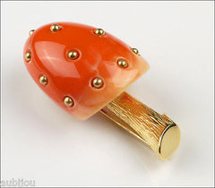 Vintage Crown Trifari Figural Faux Coral Lucite Mushroom Brooch Pin Toadstool