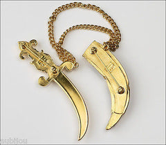 Trifari Limited Edition Enamel Rhinestone Dagger Sword Chatelaine Brooch Pin
