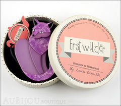 Erstwilder Cat Brooch Pin Claudette Purple Box