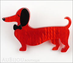 Erstwilder Dachshund Brooch Pin Spiffy the Sausage Dog Red Front