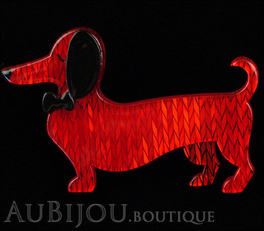 Erstwilder Dachshund Brooch Pin Spiffy the Sausage Dog Red Gallery