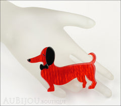 Erstwilder Dachshund Brooch Pin Spiffy the Sausage Dog Red Mannequin